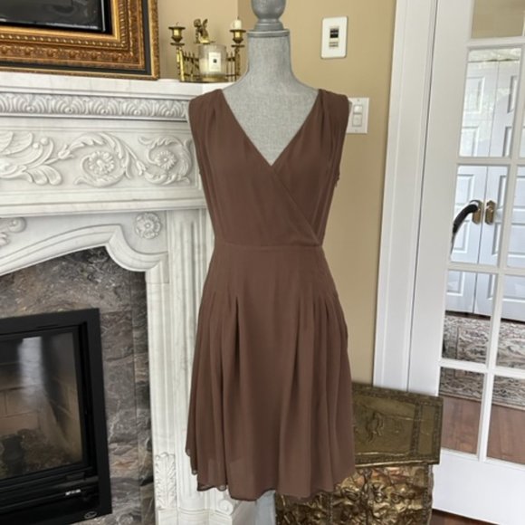 Vintage Fluid Taupe Silk Dress - Picture 3 of 5